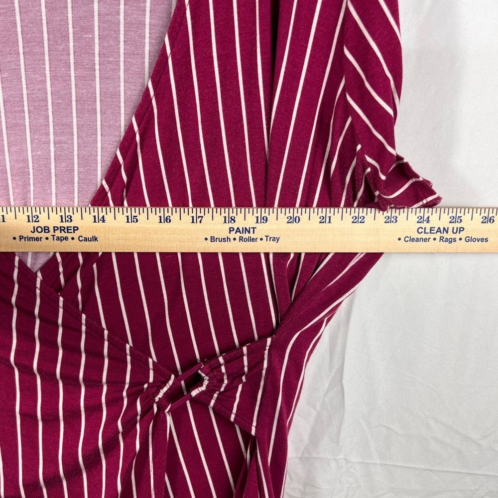 Lane Bryant Striped Wrap Burgundy Top 0164 - Picture 9 of 11